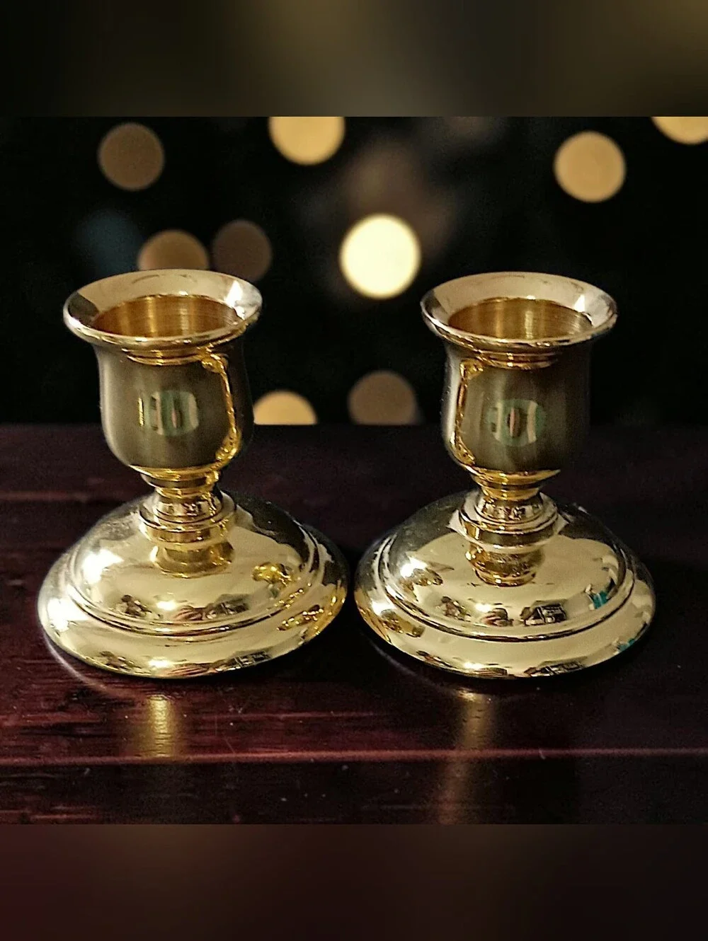 2 Vintage PartyLite Brass Candle Holders Mini Tapers Gold Tone Candlesticks